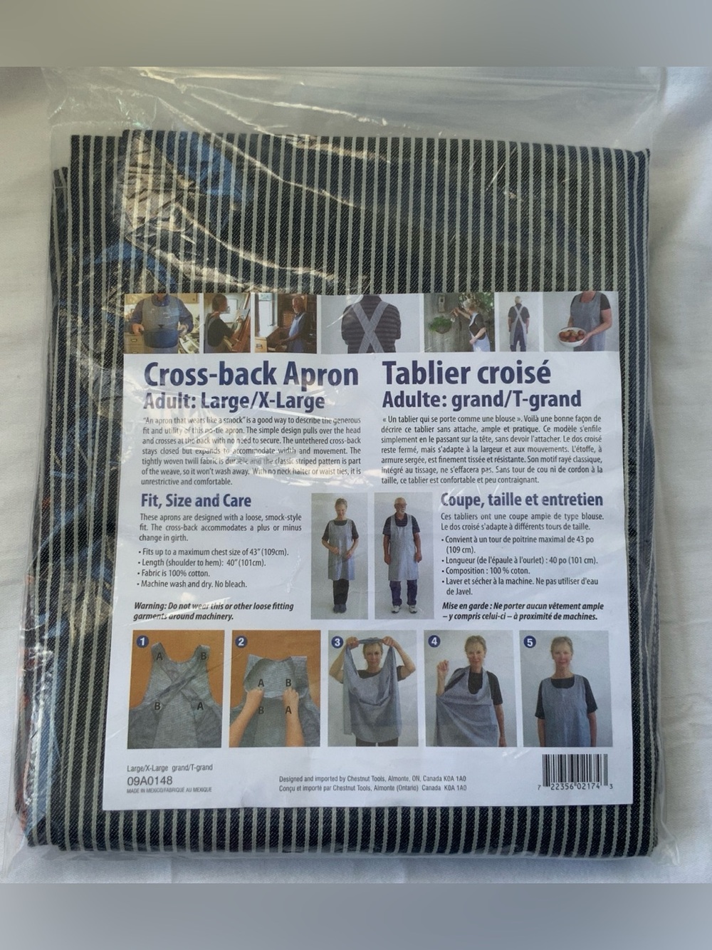 CROSS-BACK Apron, Adult L/XL, NIP